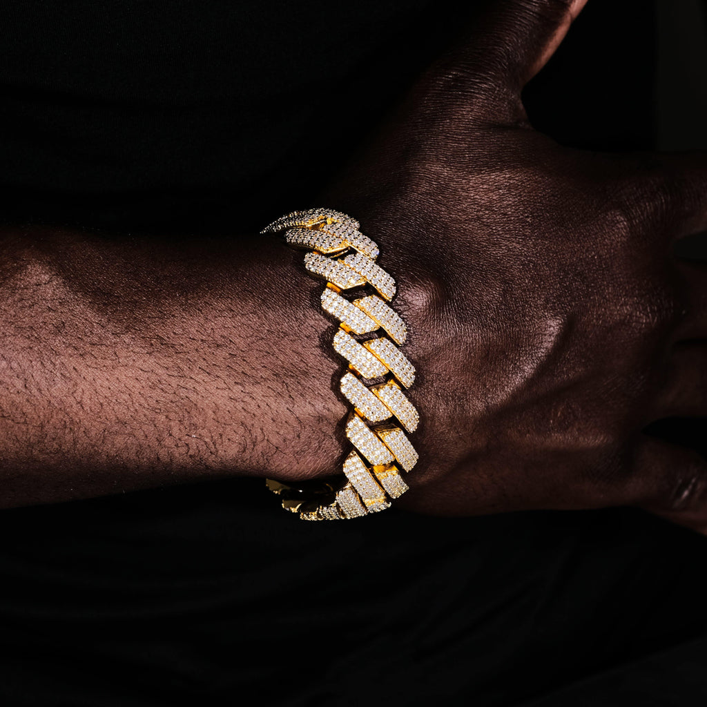 19MM 3Row Prong Cuban Link Necklace + Bracelet Bundle In 18K Gold - The GUU Shop
