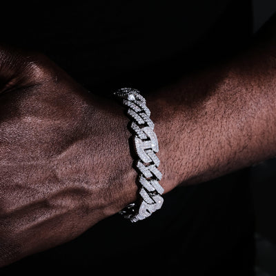 12mm Prong Baguette Gucci Curb Bracelet White Gold - The GUU Shop