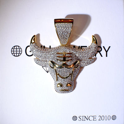 18K Gold-Plated Micro-inlay AAA CZ Bull Head Pendant - The GUU Shop