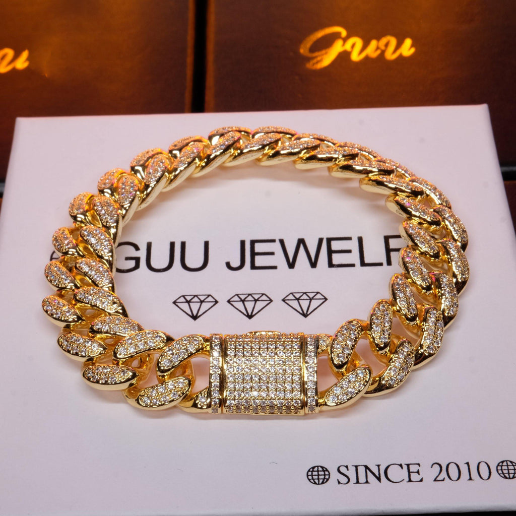 13MM 18K Gold-Plated Classic Miami Cuban Link Bracelet - The GUU Shop