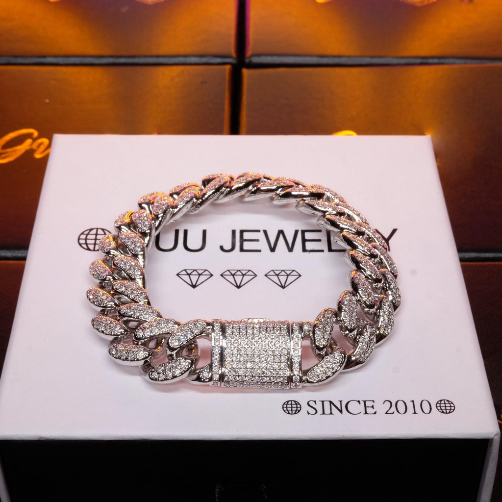 13MM 18K White Gold-Plated Classic Miami Cuban Link Bracelet - The GUU Shop