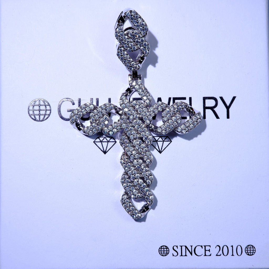 18K Gold-Plated Micro-inlay  AAA CZ Iced Cross Pendant - The GUU Shop