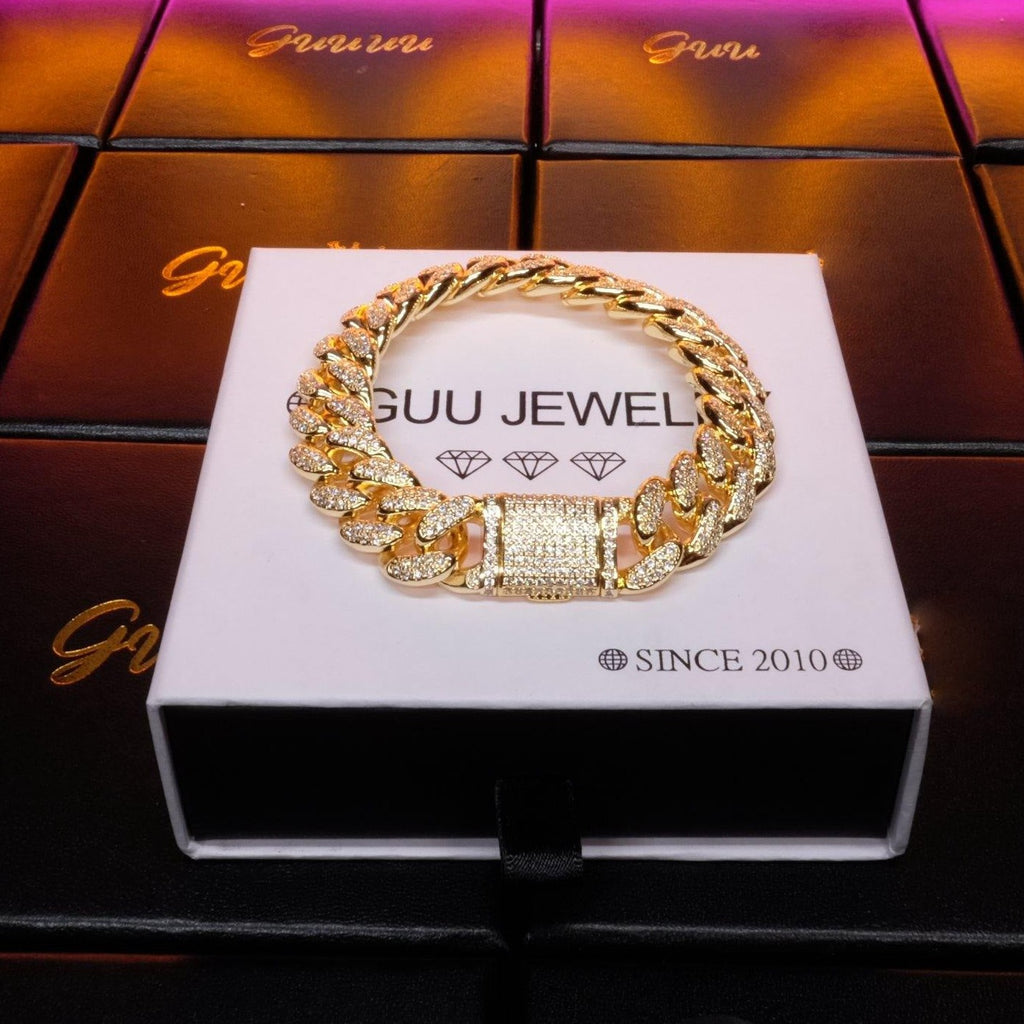 13MM 18K Gold-Plated Classic Miami Cuban Link Bracelet - The GUU Shop