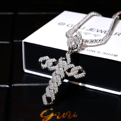 18K Gold-Plated Micro-inlay  AAA CZ Iced Cross Pendant - The GUU Shop