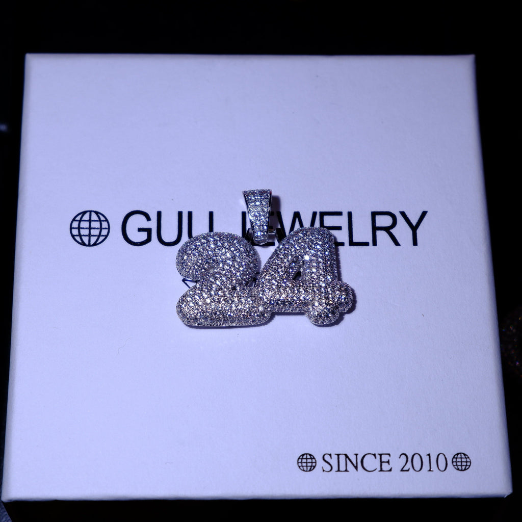 NEW ARRIVAL! 18K Yellow Gold-Plated AAA CZ 24 Digital Pendant - The GUU Shop