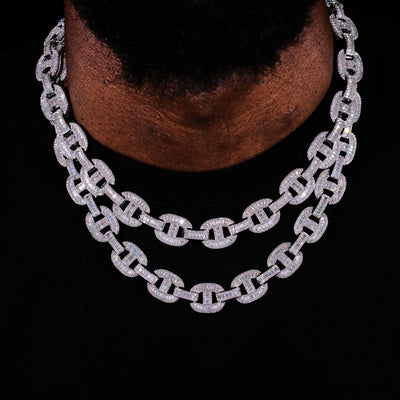 15mm Baguette Mariner Chain White Gold - The GUU Shop