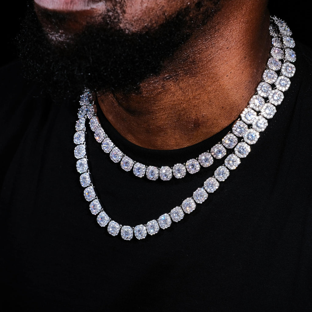 Clustered Tennis Chain in White Gold - The GUU Shop