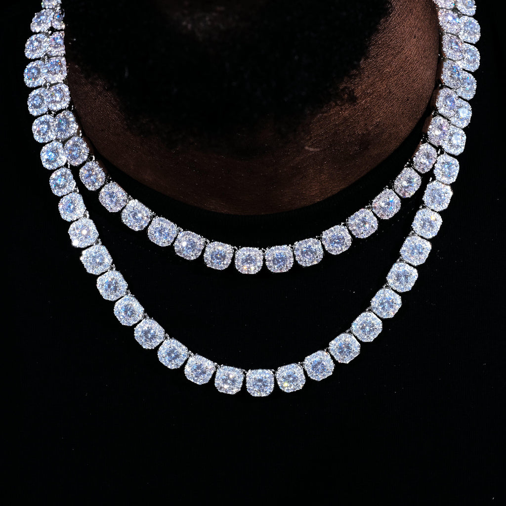 Clustered Tennis Chain in White Gold - The GUU Shop