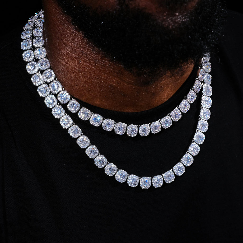 Clustered Tennis Chain in White Gold - The GUU Shop
