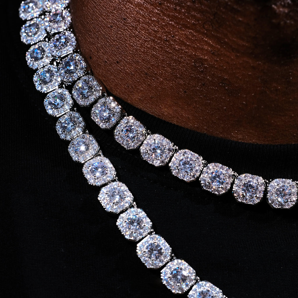 Clustered Tennis Chain in White Gold - The GUU Shop