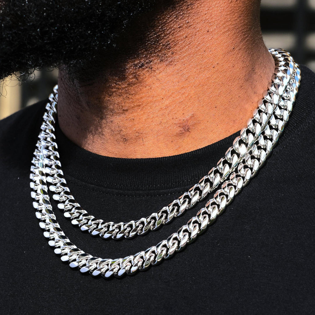 [Box Clasp]12mm Classic Miami Cuban White Gold