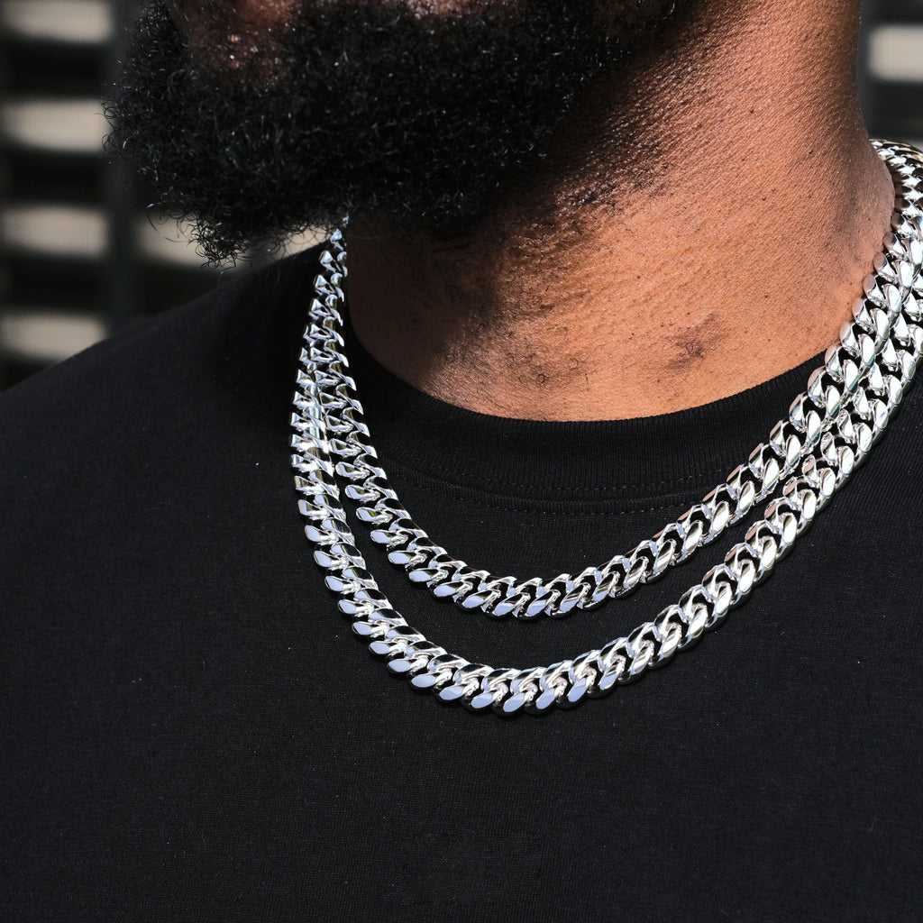 [Box Clasp]12mm Classic Miami Cuban White Gold