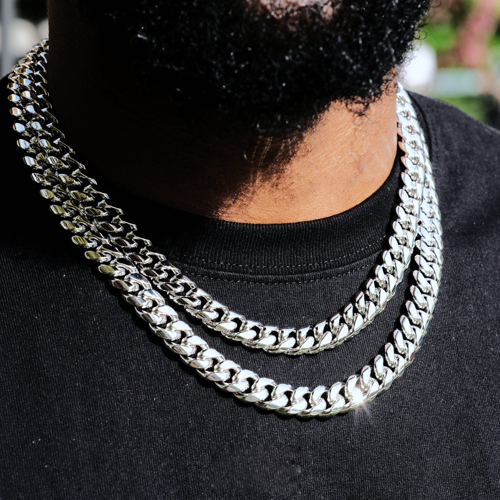 [Box Clasp]12mm Classic Miami Cuban White Gold