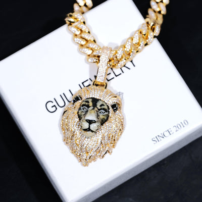 3D Enamel painting Iced Lion Pendant - The GUU Shop
