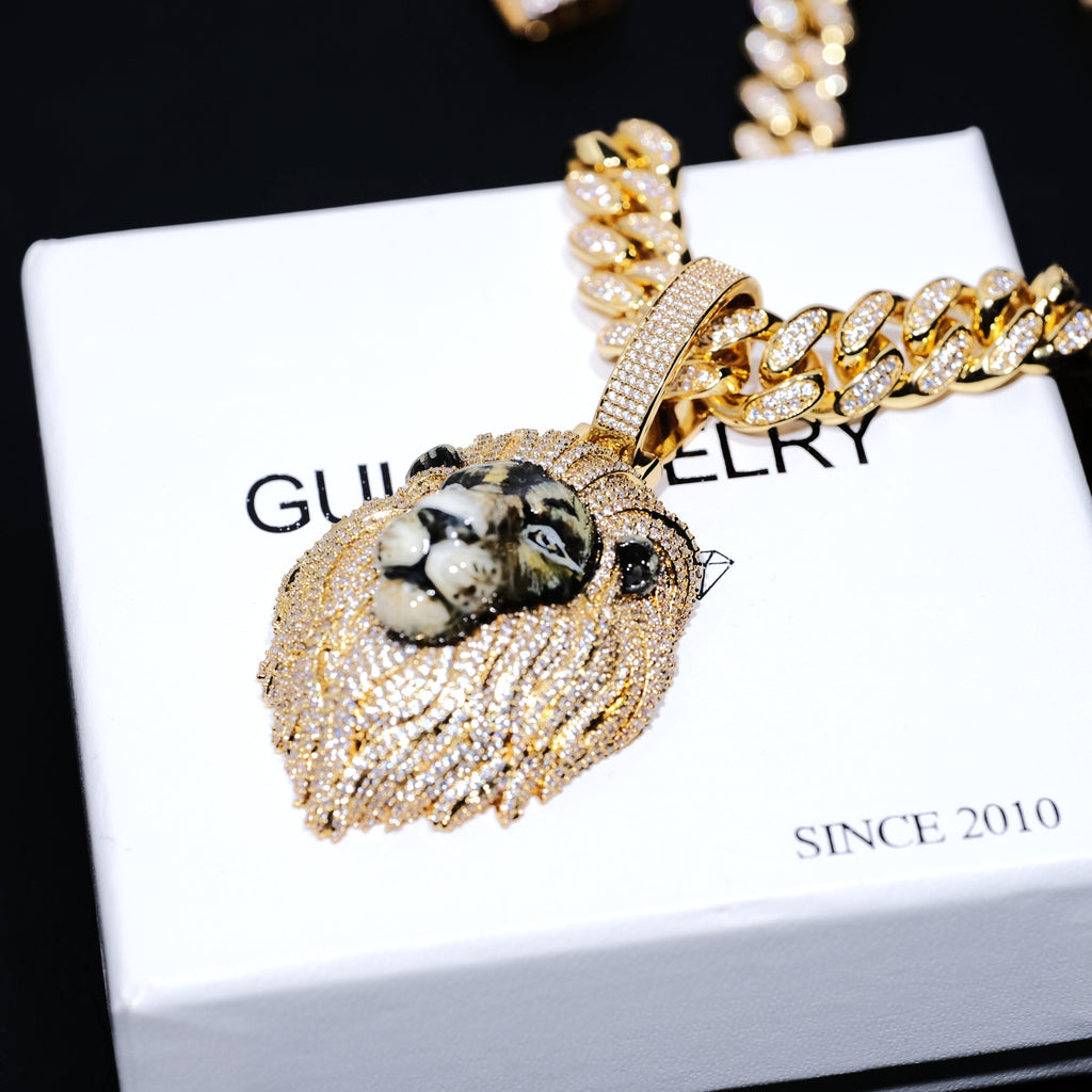 3D Enamel painting Iced Lion Pendant - The GUU Shop