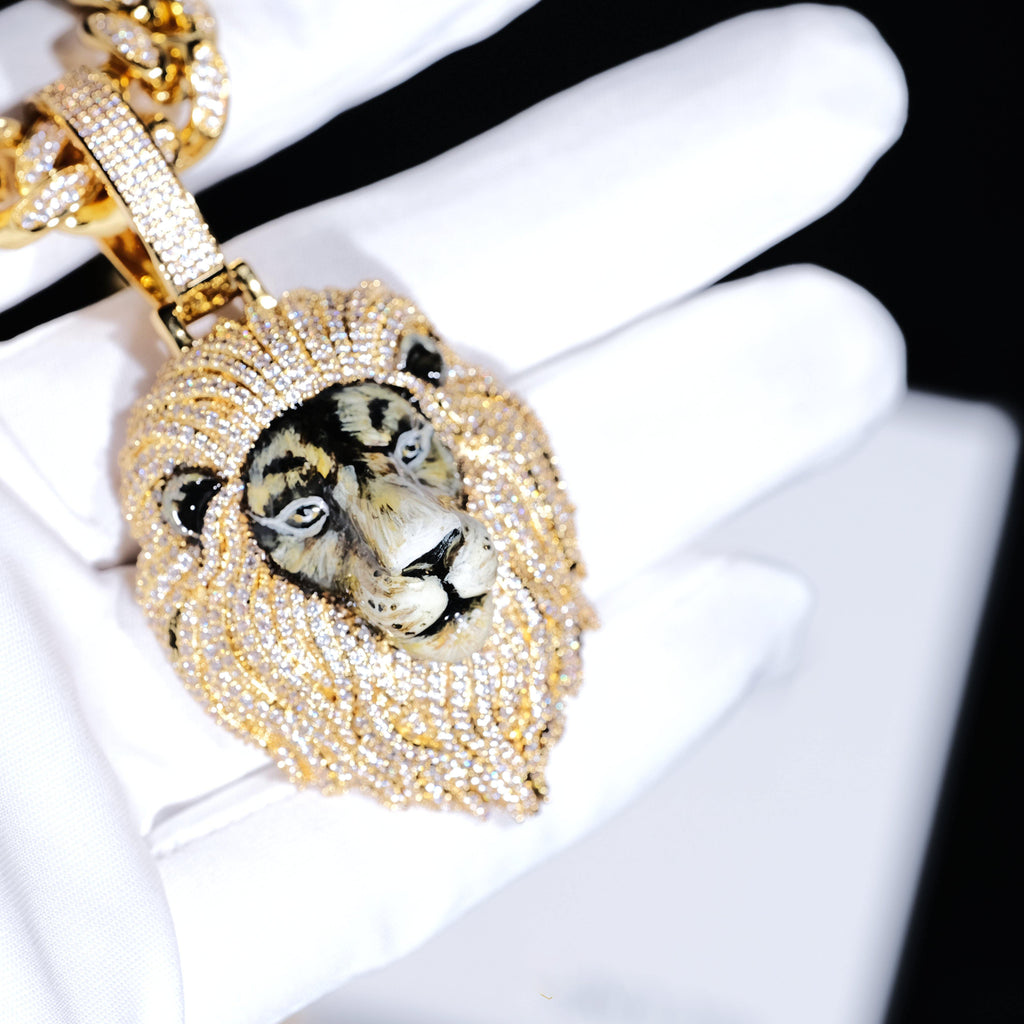 3D Enamel painting Iced Lion Pendant - The GUU Shop