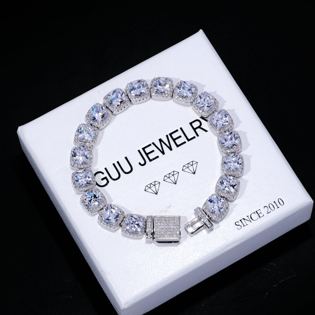 Glacier Clustered Tennis Bracelet in White Gold