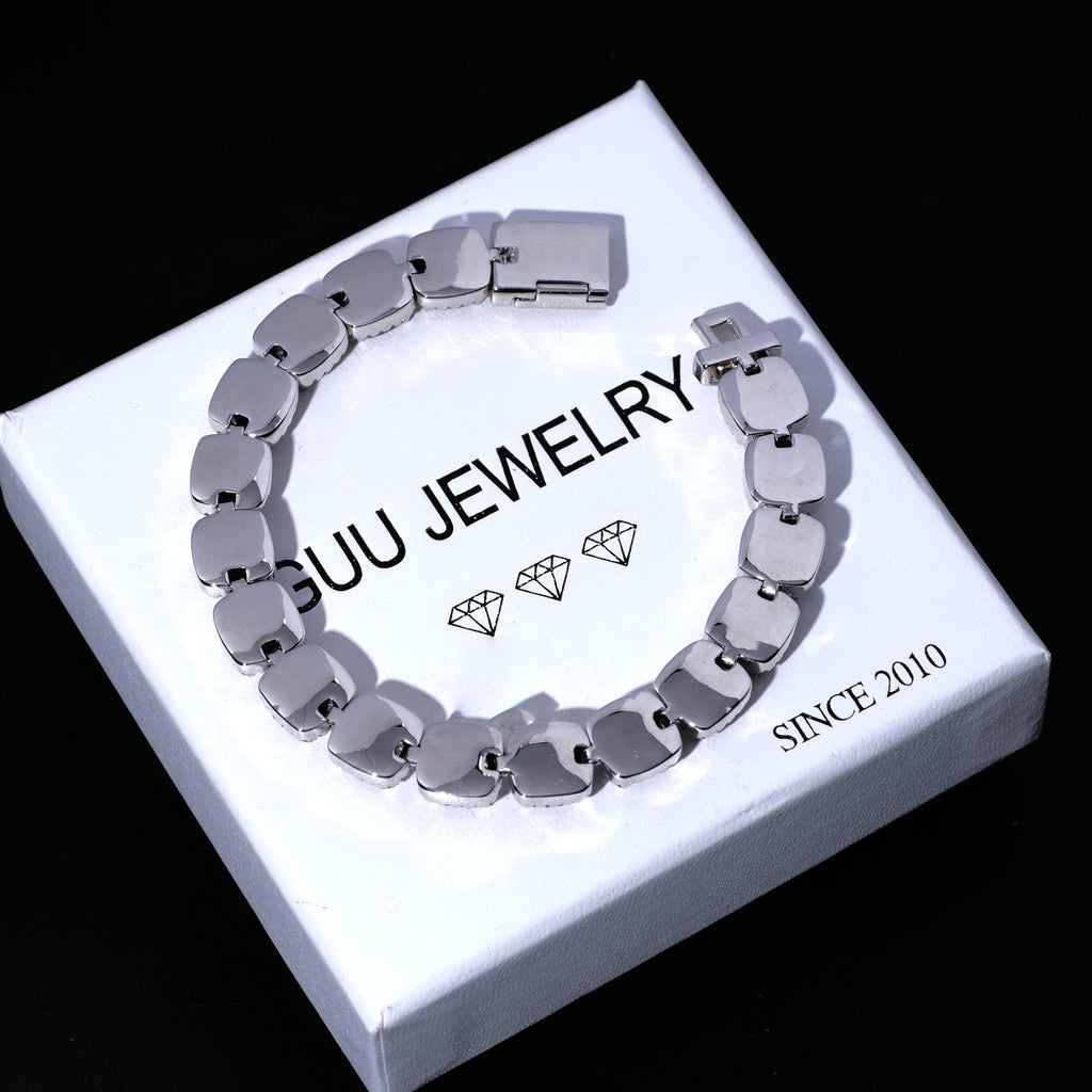 Glacier Clustered Tennis Bracelet in White Gold - The GUU Shop