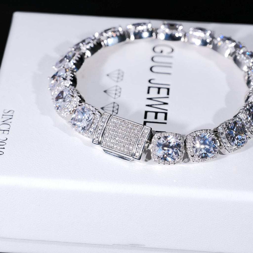 Glacier Clustered Tennis Bracelet in White Gold