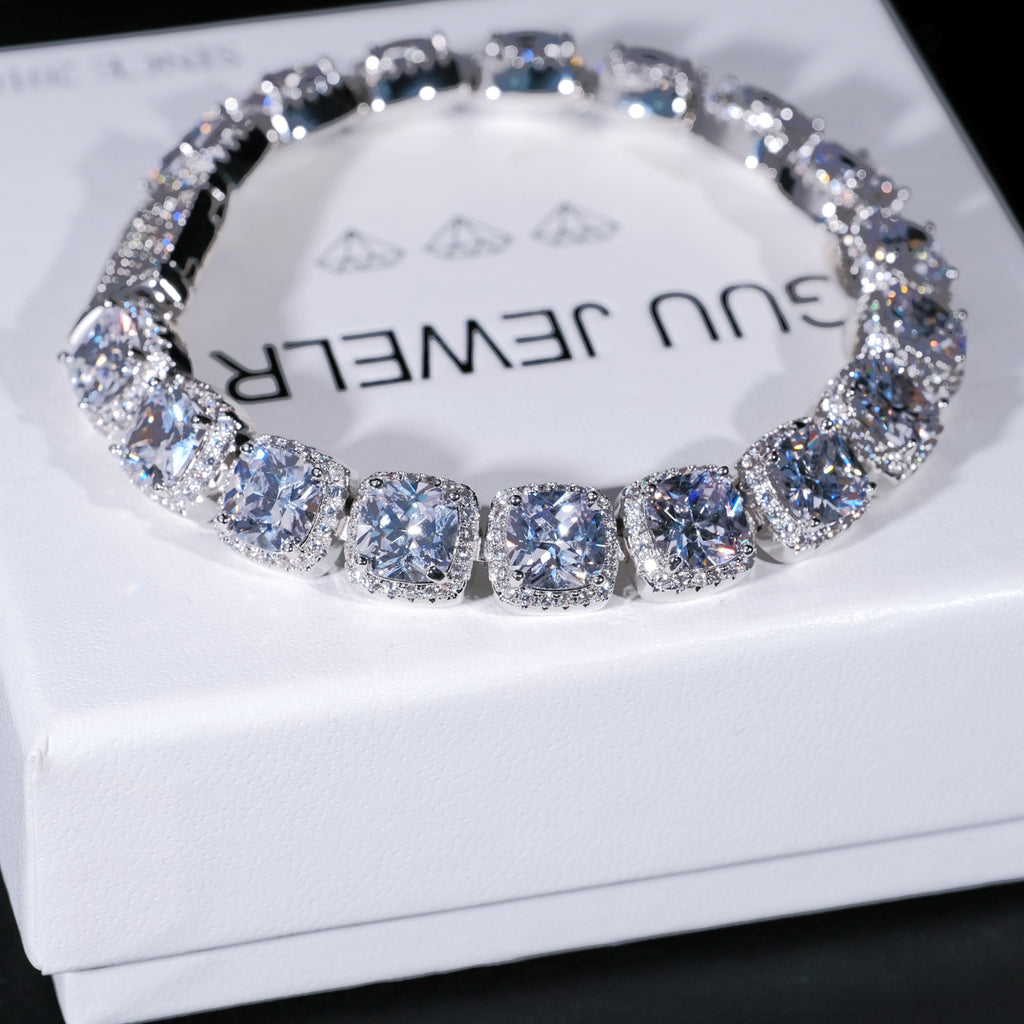 Glacier Clustered Tennis Bracelet in White Gold