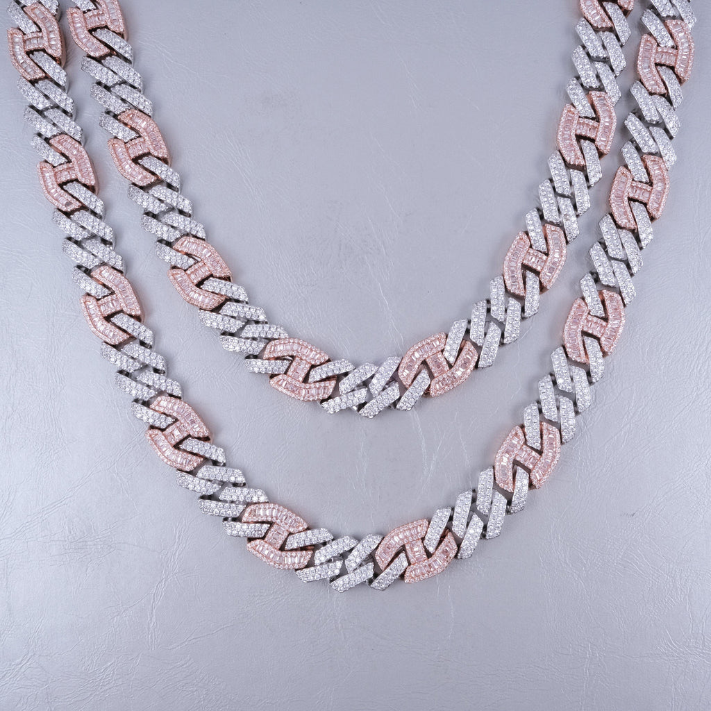 Iced Prong Link Choker (12mm) in White&Pink - The GUU Shop
