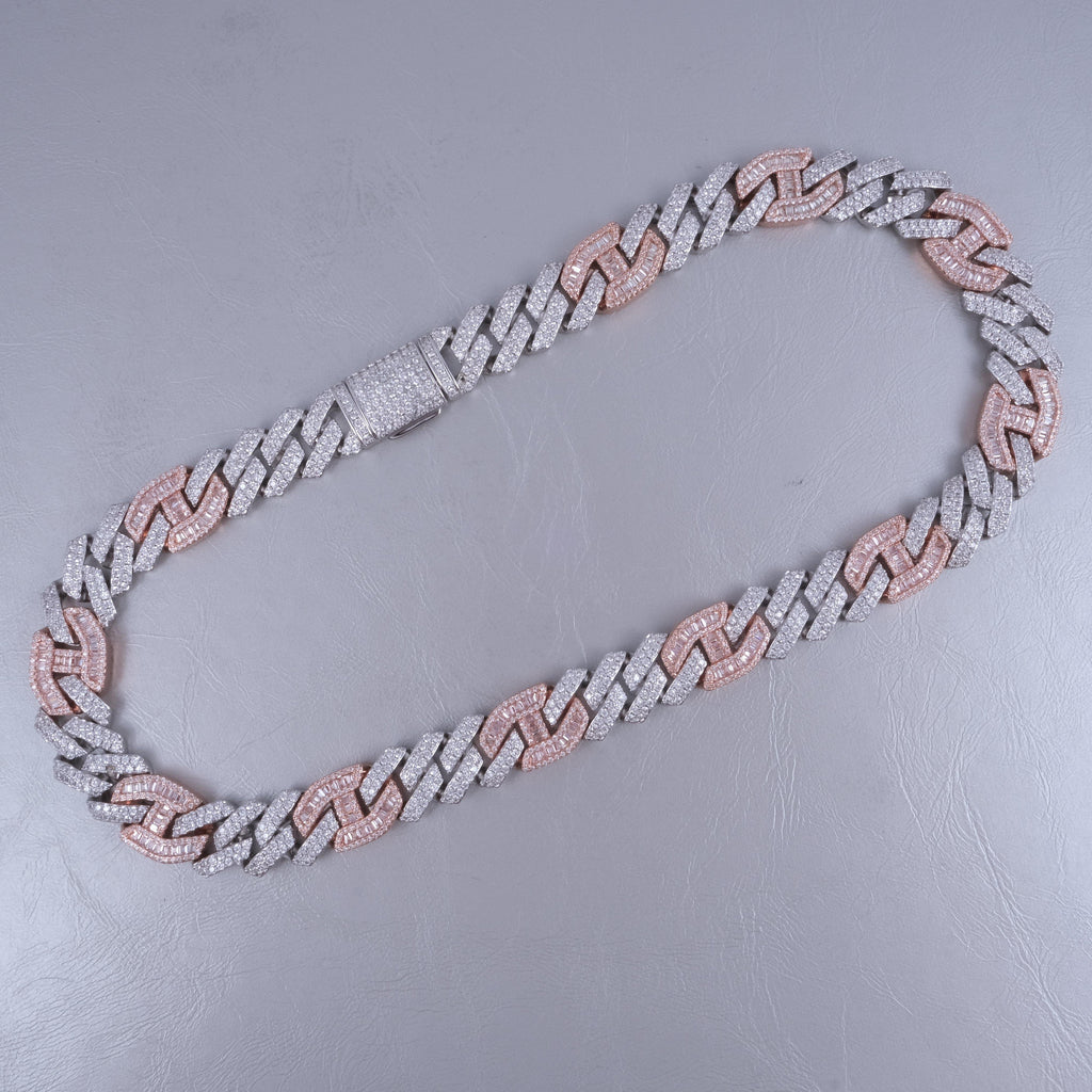 Iced Prong Link Choker (12mm) in White&Pink - The GUU Shop