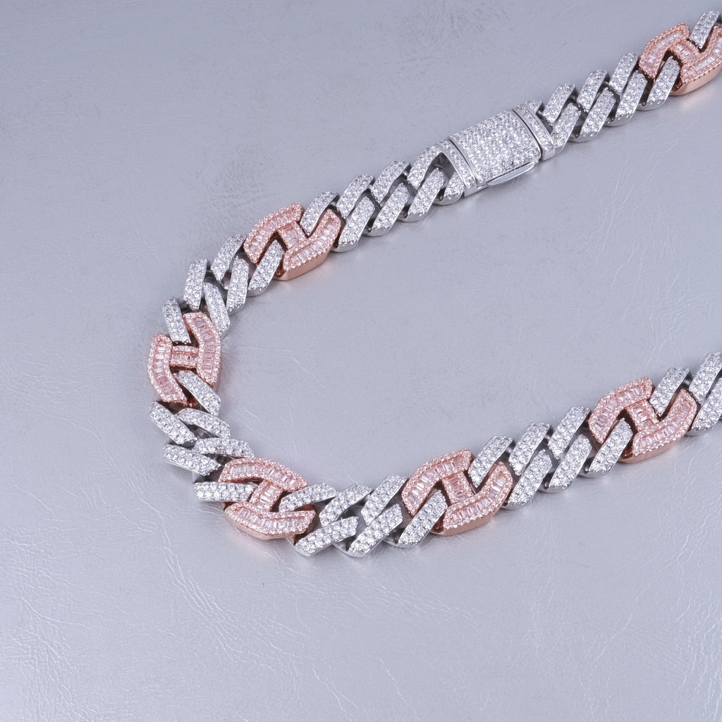 Iced Prong Link Choker (12mm) in White&Pink - The GUU Shop