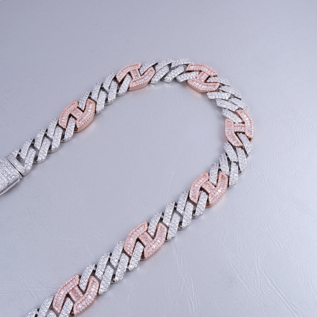 Iced Prong Link Choker (12mm) in White&Pink - The GUU Shop