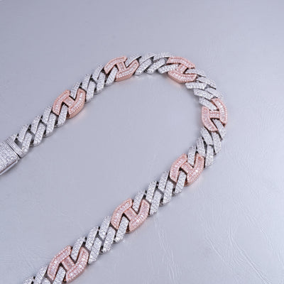 Iced Prong Link Choker (12mm) in White&Pink - The GUU Shop