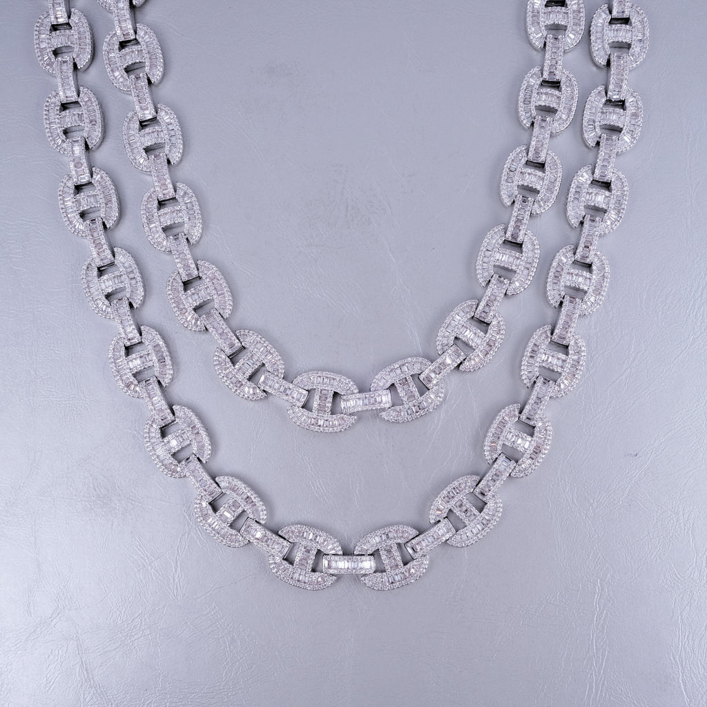 15mm Baguette Mariner Chain White Gold - The GUU Shop