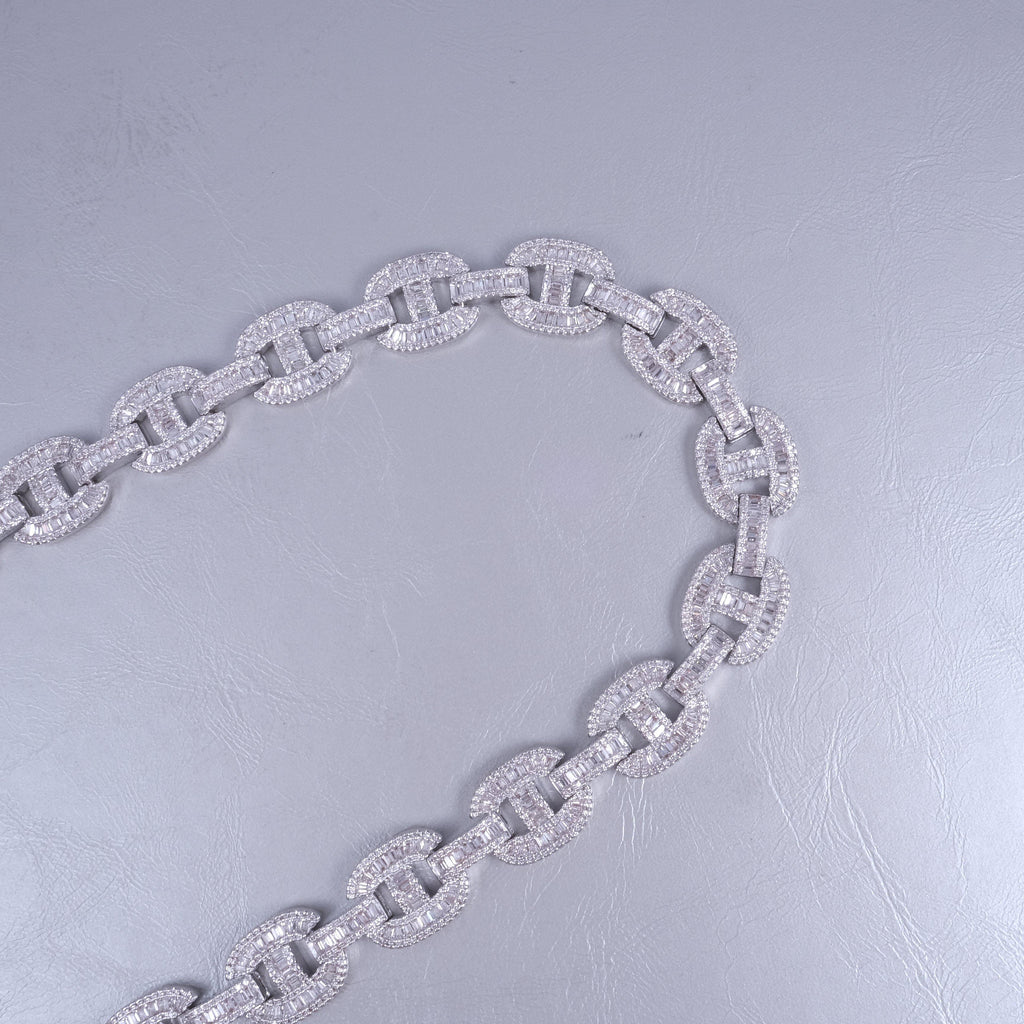 15mm Baguette Mariner Chain White Gold - The GUU Shop