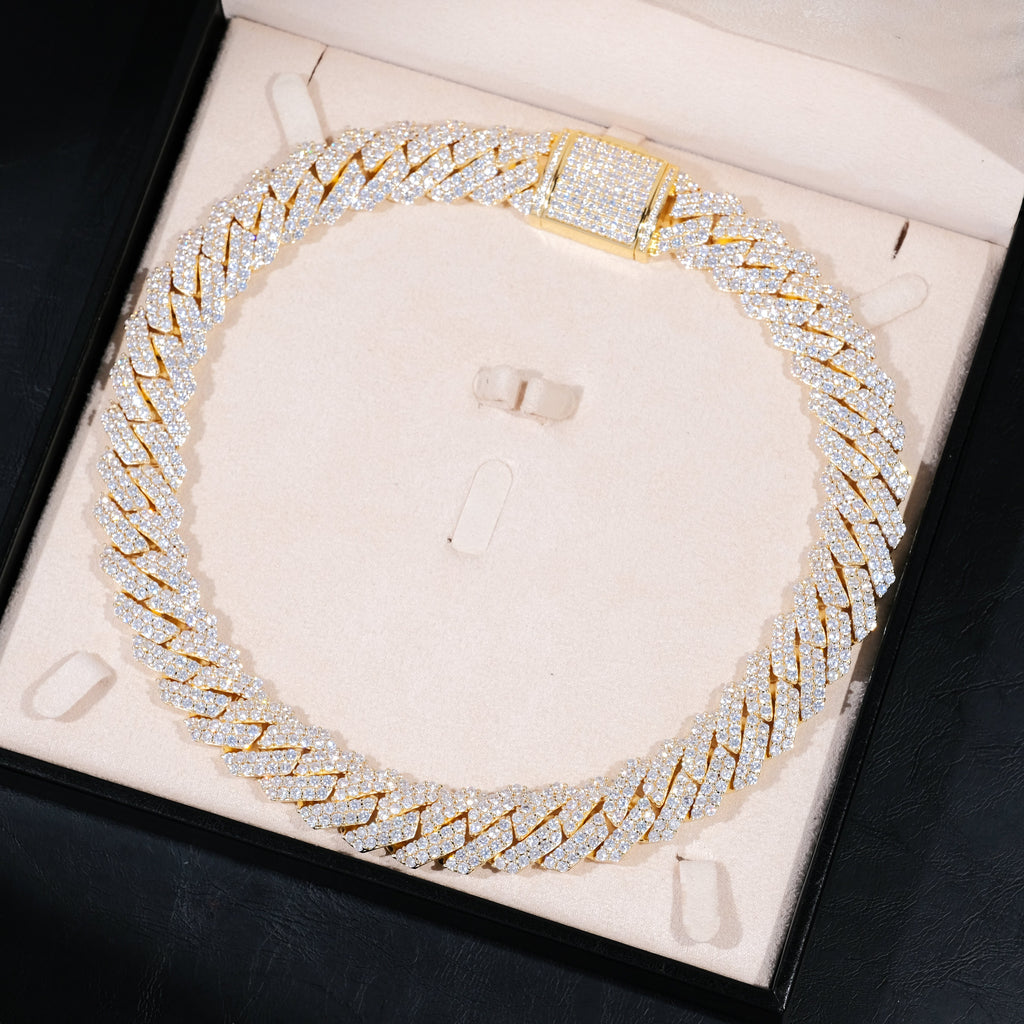 19mm 2-Row Iced Prong Cuban Chain In 18K Gold - The GUU Shop