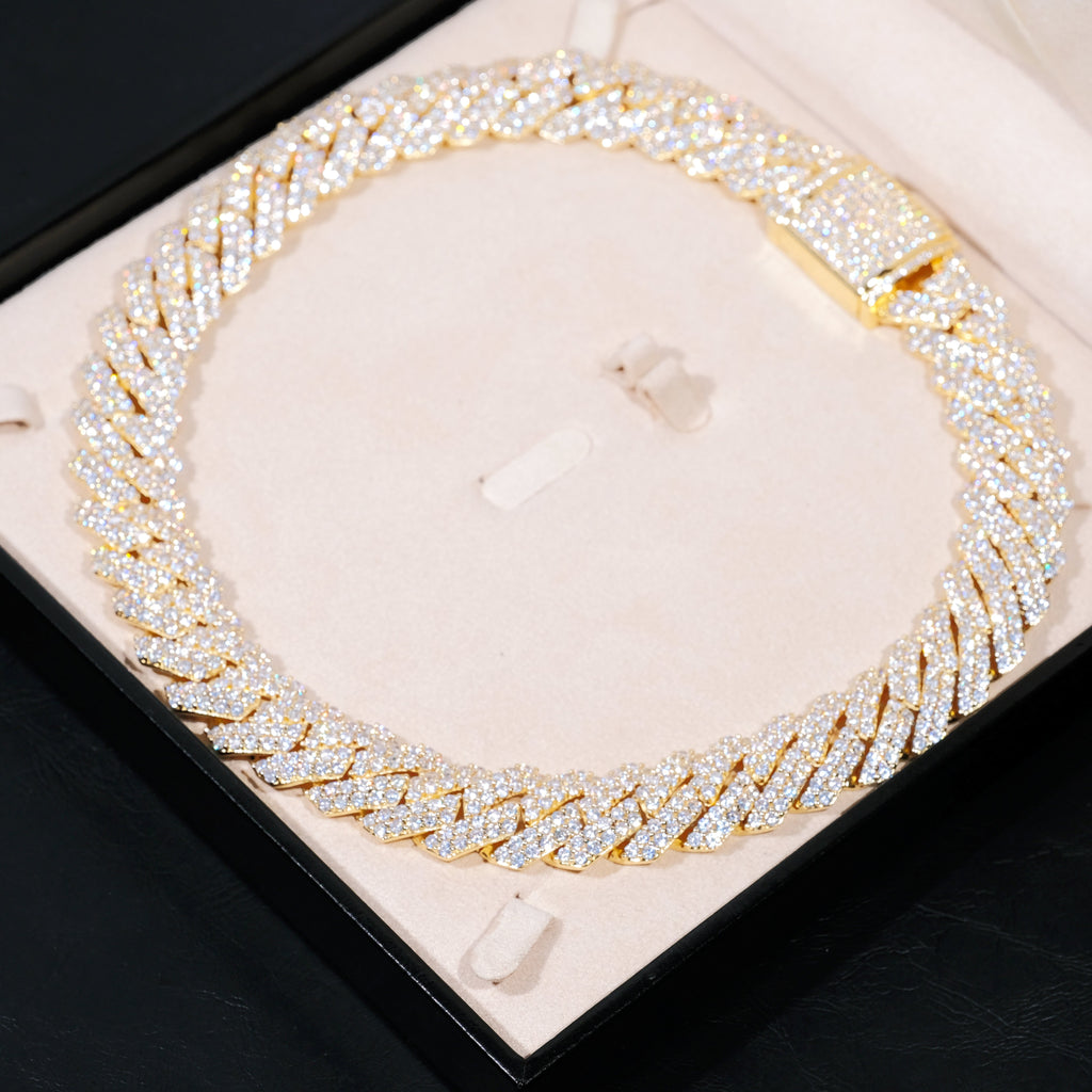 19mm 2-Row Iced Prong Cuban Chain In 18K Gold - The GUU Shop