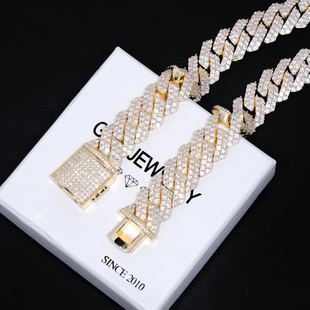 Bundle 19MM 2-Row Prong Cuabn + 5MM Tennis In Gold