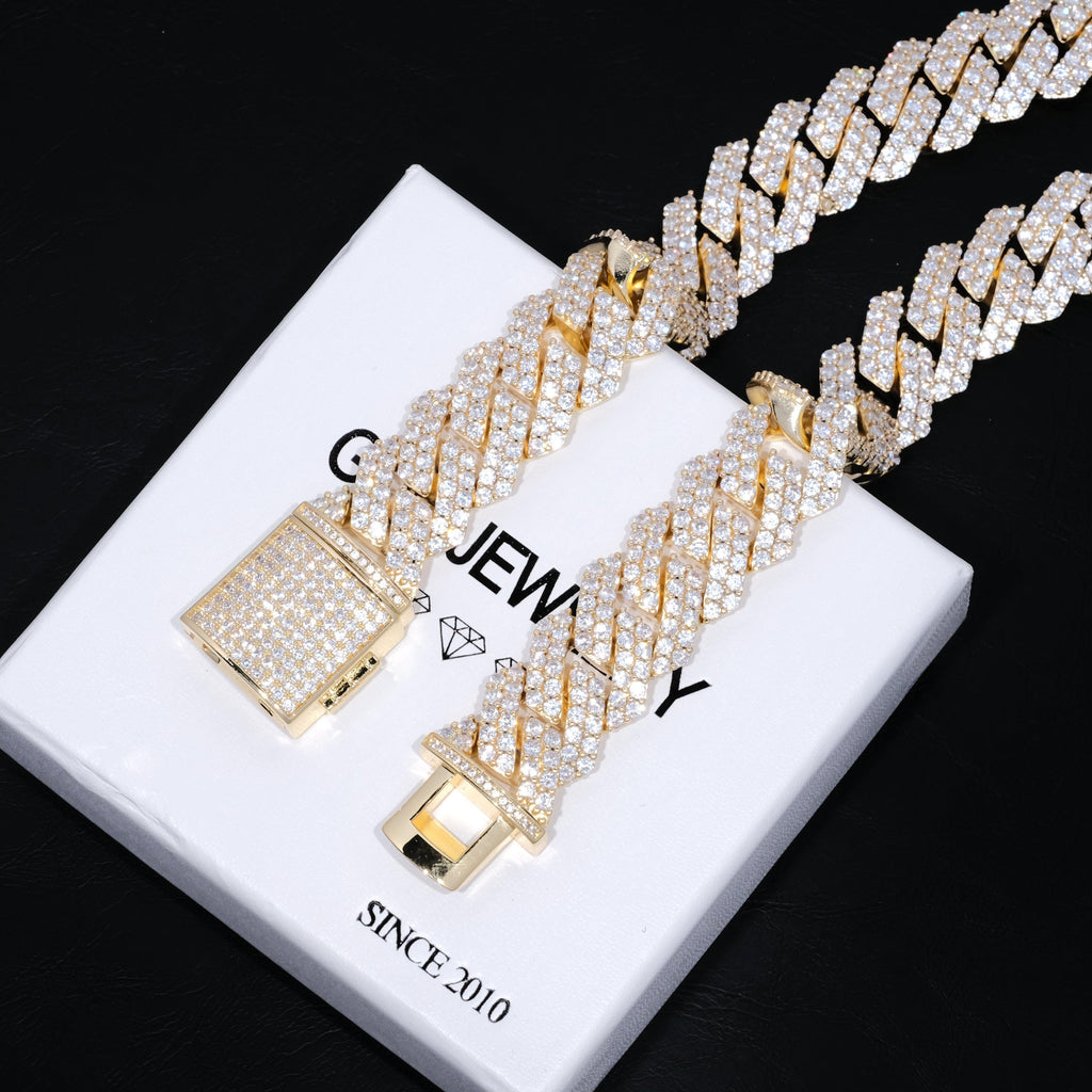 19mm 2-Row Iced Prong Cuban Chain In 18K Gold (Reward) - The GUU Shop