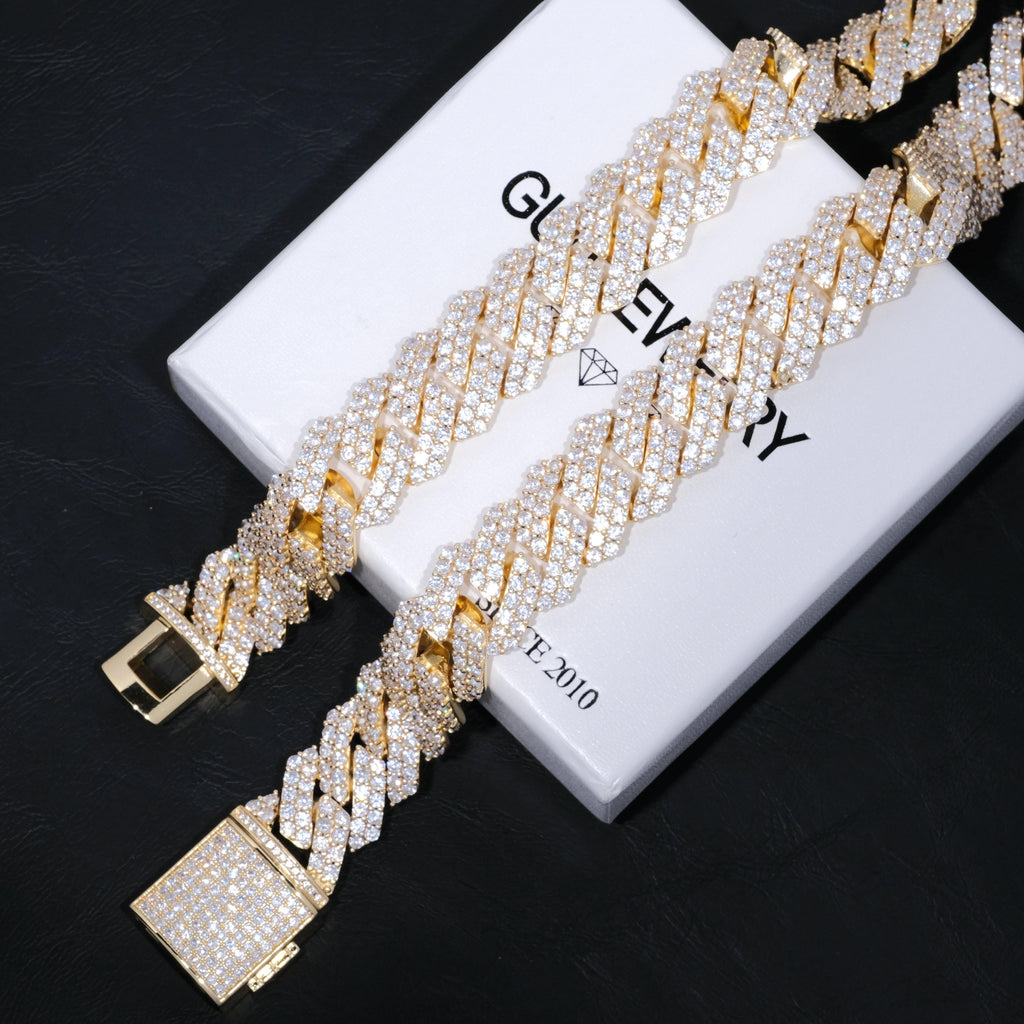 19mm 2-Row Iced Prong Cuban Chain In 18K Gold (Reward) - The GUU Shop