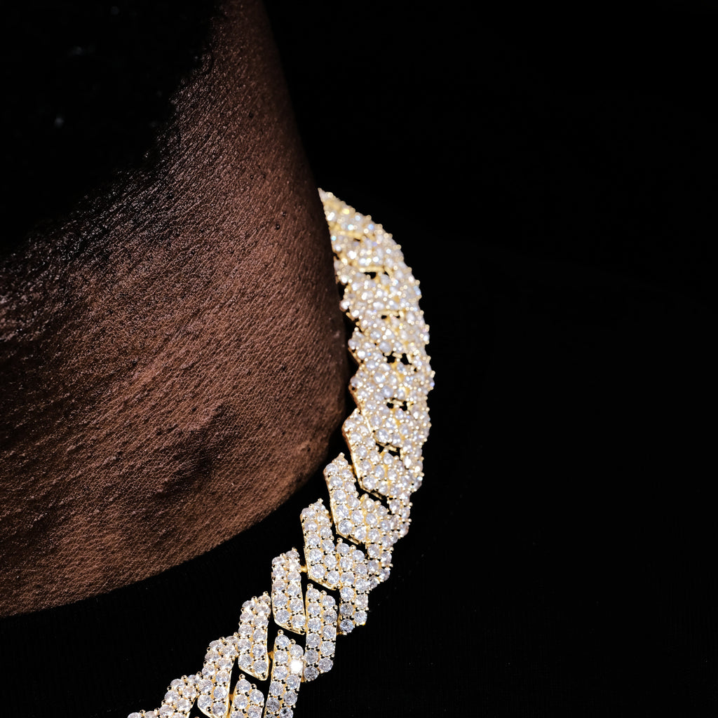 19mm 2-Row Iced Prong Cuban Chain In 18K Gold - The GUU Shop