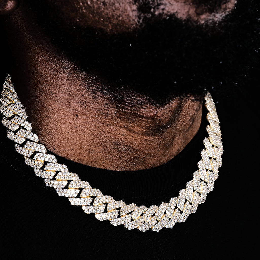 19mm 2-Row Iced Prong Cuban Chain In 18K Gold - The GUU Shop