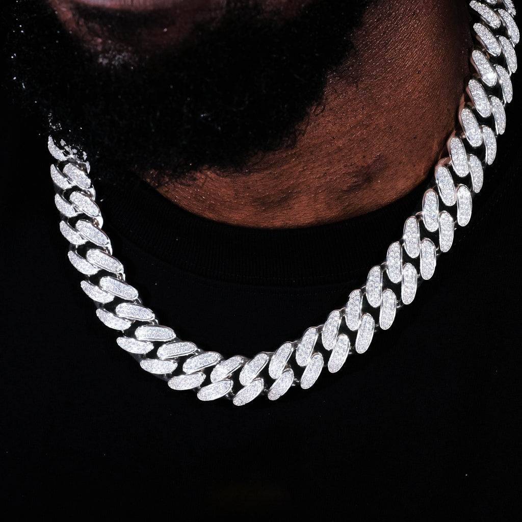Iced Cuban Link Choker (19mm) in White Gold