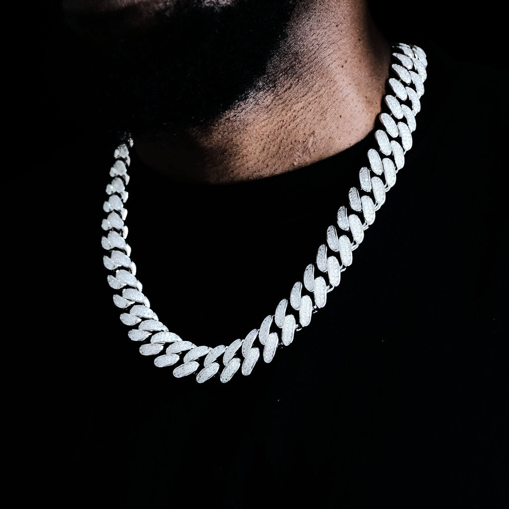 Real white gold cuban link choker Clearance