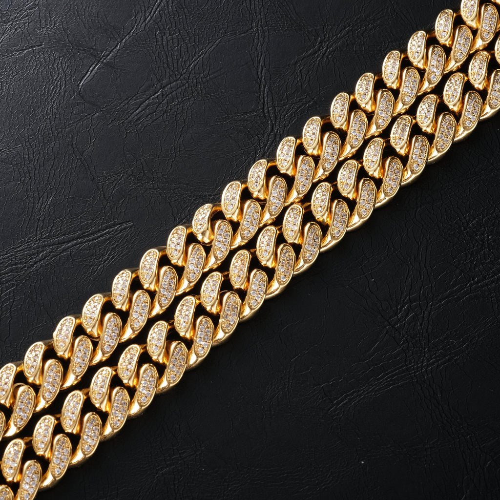 12mm Diamond Cuban Chain in 18K Gold - The GUU Shop