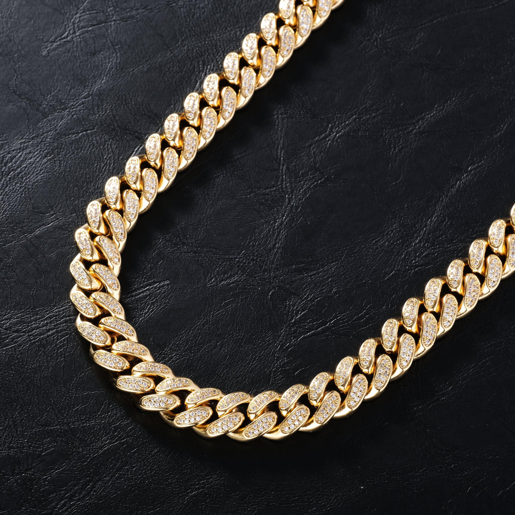 12mm Diamond Cuban Chain in 18K Gold - The GUU Shop