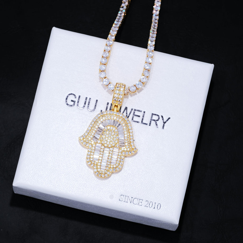 Baguette Hamsa Hand Pendant - The GUU Shop
