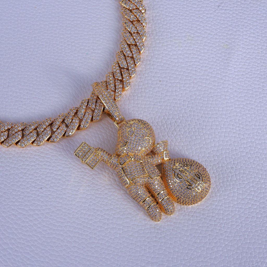 Money Bag Boy With Prong Cuban Chain - The GUU Shop