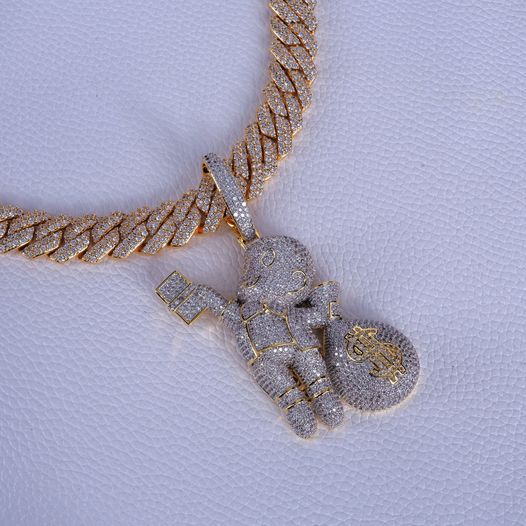 Money Bag Boy With Prong Cuban Chain - The GUU Shop