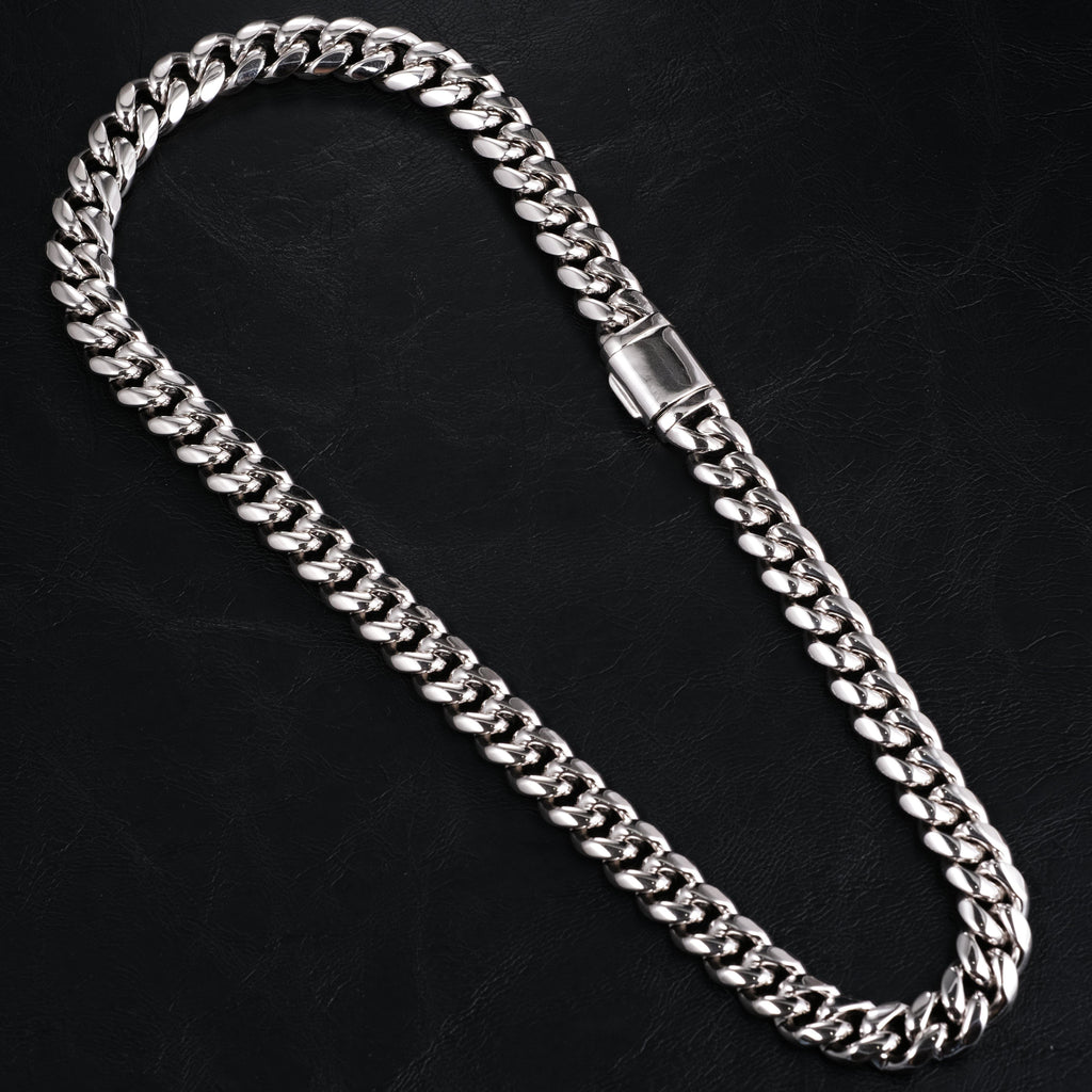 [Box Clasp]12mm Classic Miami Cuban White Gold - The GUU Shop