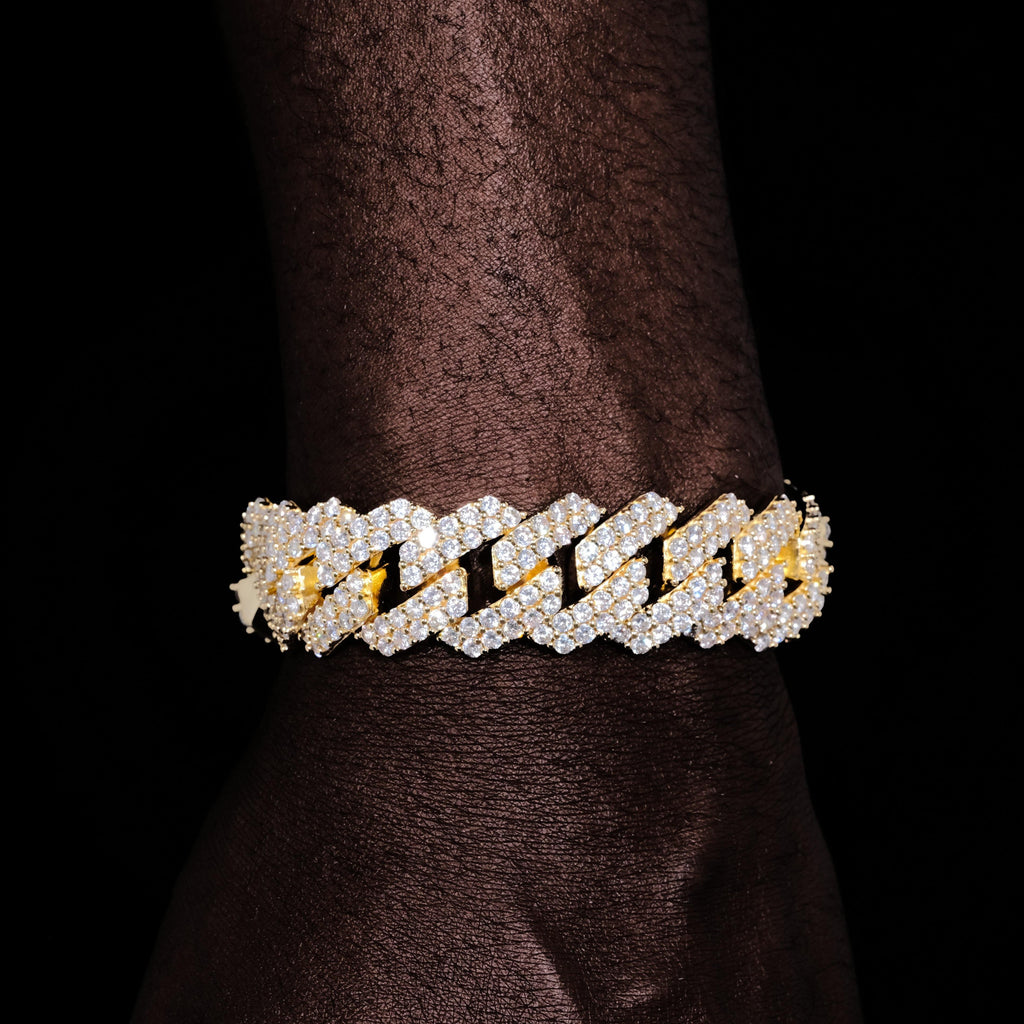 19MM 2-Row Iced Prong Cuban Bracelet In Gold - The GUU Shop