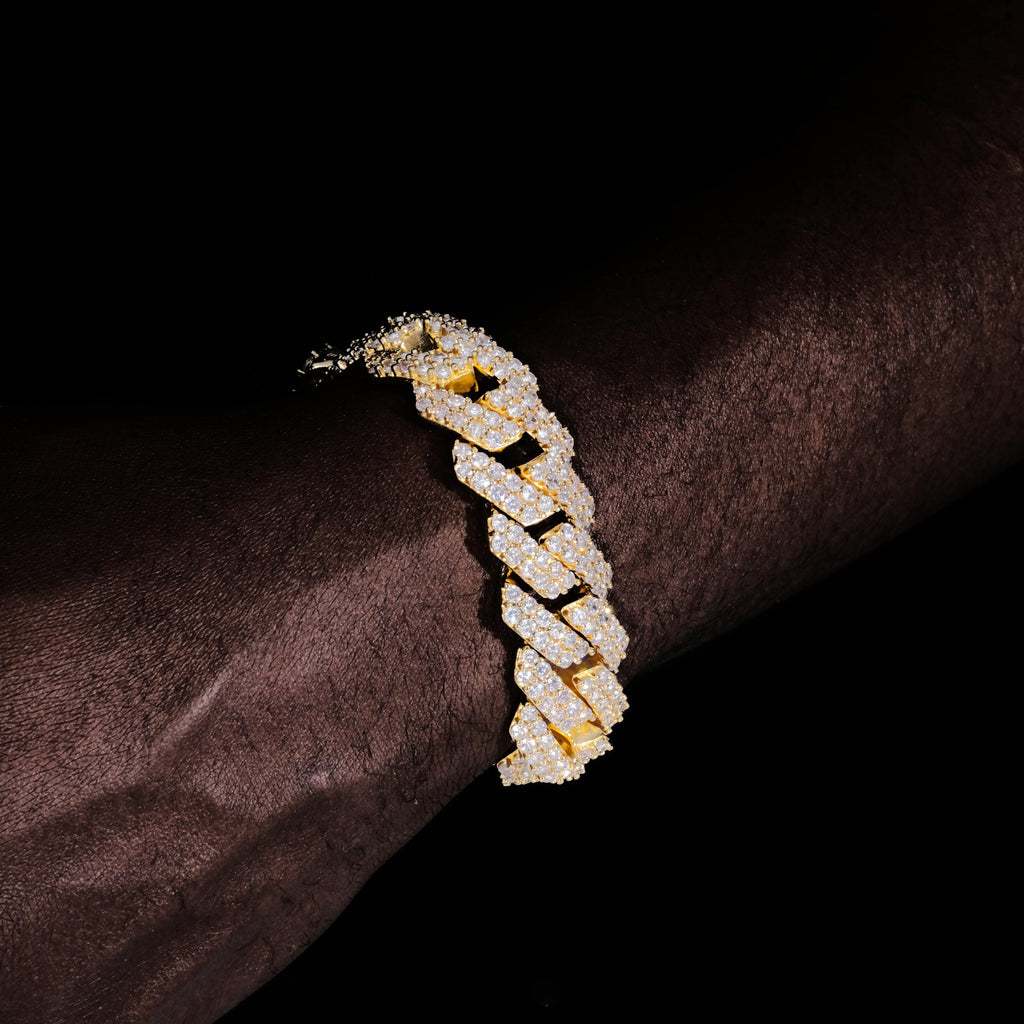 19MM 2-Row Iced Prong Cuban Bracelet In Gold - The GUU Shop