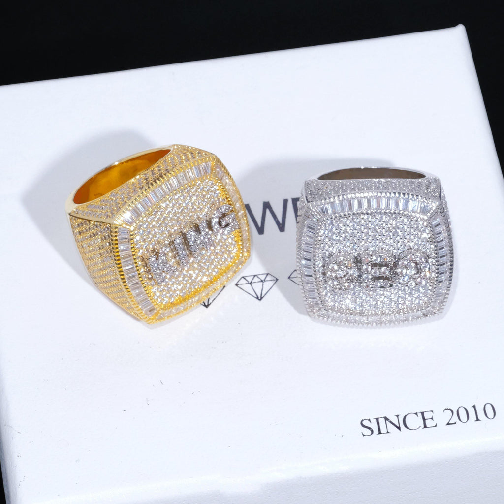 CUSTOM LETTER 3D ICED RING - The GUU Shop