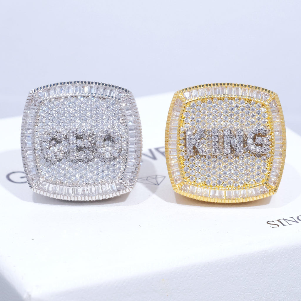 CUSTOM LETTER 3D ICED RING - The GUU Shop